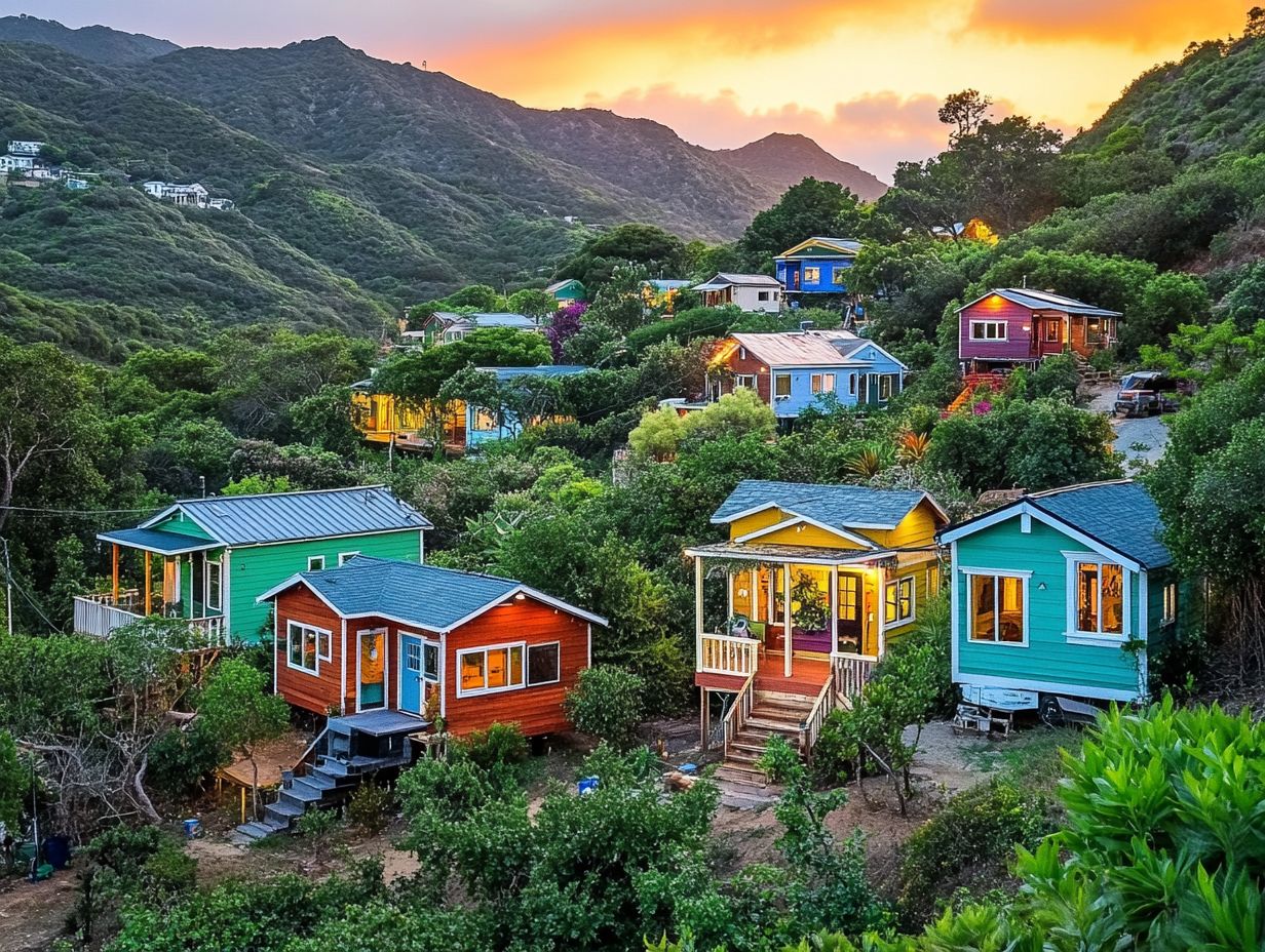 Scenic view from a tiny house community surrounded by nature