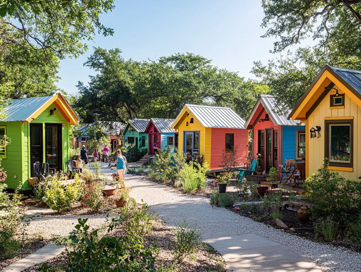 A cozy view of Village Tiny Homes, showcasing the beauty of tiny living in Texas.