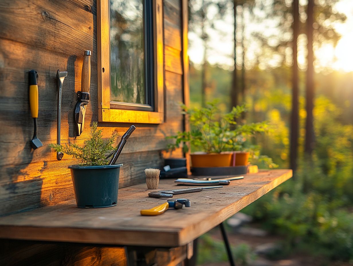 A tiny house prepared for seasonal changes, showcasing insulation and weatherproofing.