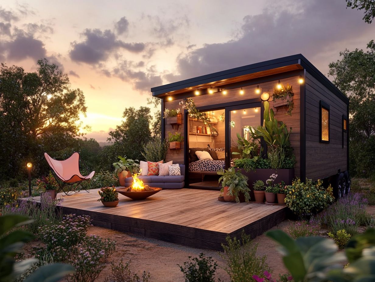 Graphic illustrating frequently asked questions about tiny house outdoor spaces