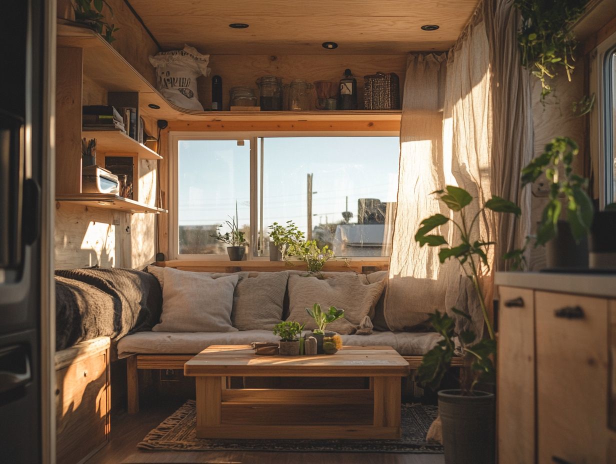 Image showcasing innovative uses for reclaimed materials in tiny homes.