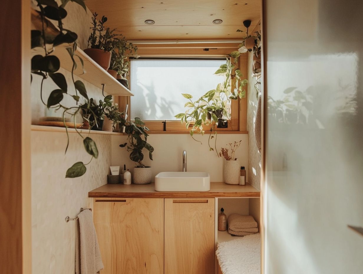 Beautiful tiny bathroom showcasing space-saving fixtures and natural elements