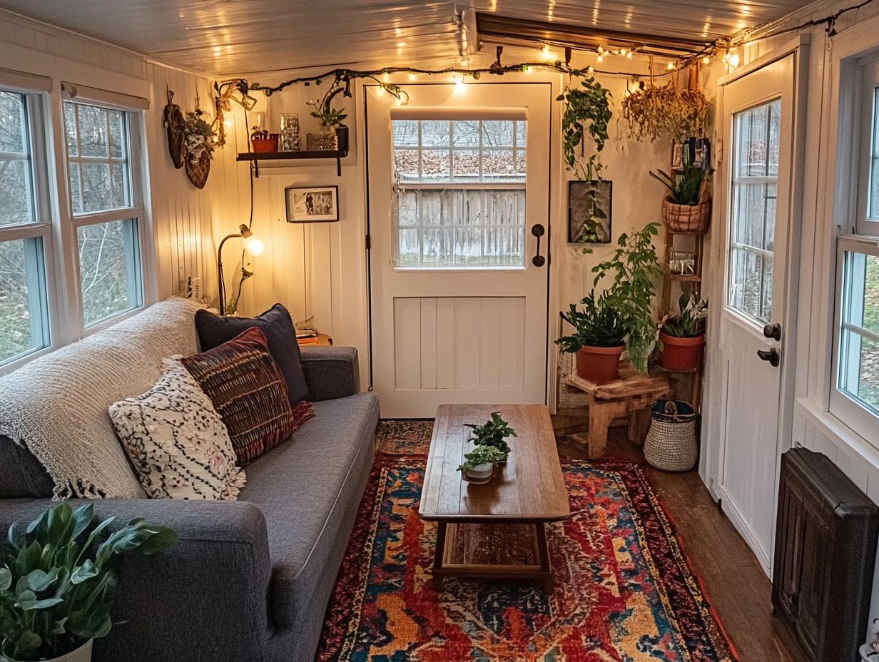 Image illustrating key takeaways for designing a cozy tiny home