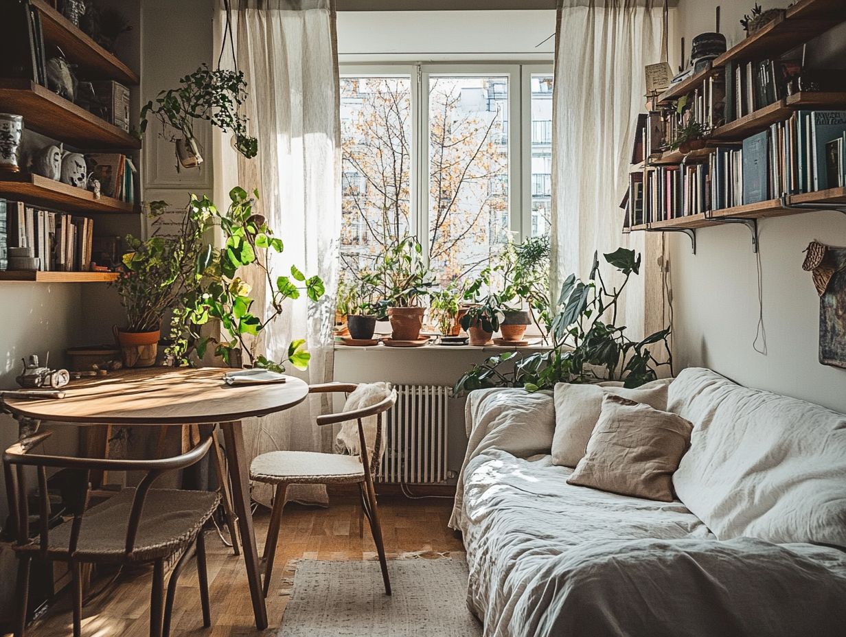 A cozy small space showcasing efficient furniture arrangements.