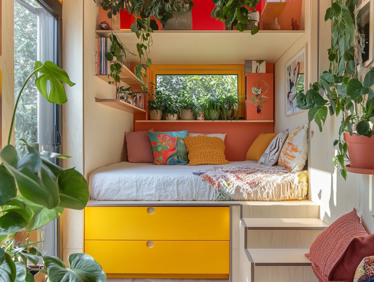 Visual representation of creative storage solutions for tiny homes.