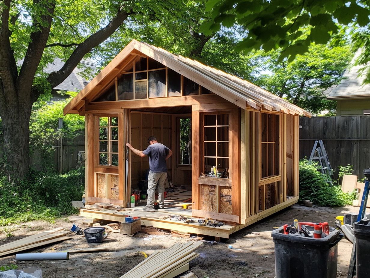 Essential materials for building a DIY tiny house storage shed