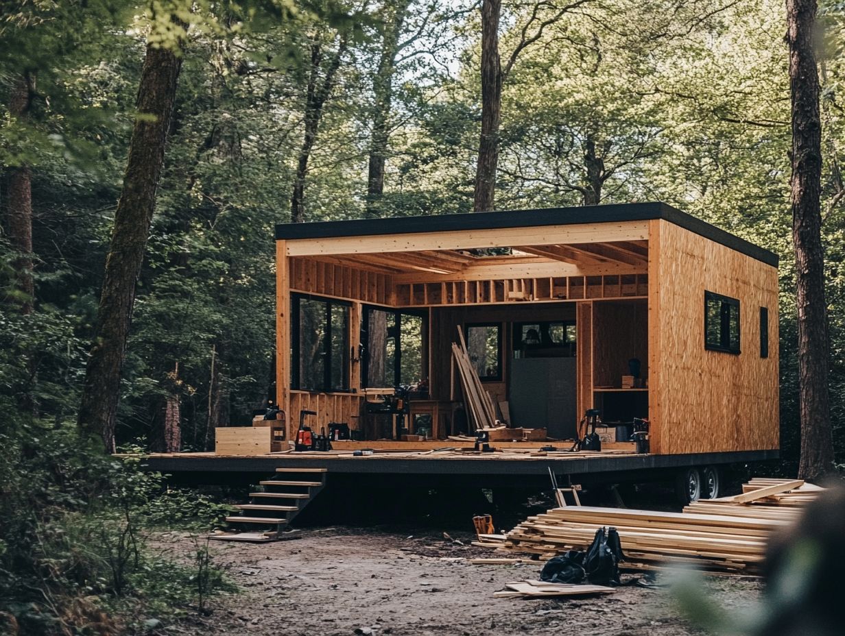 Person constructing a tiny house