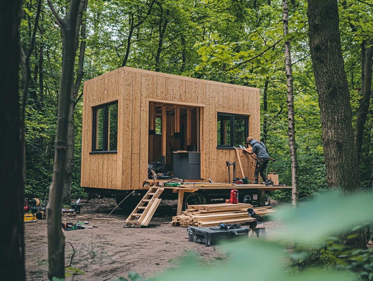 A builder working on a tiny house, facing common obstacles and solutions.