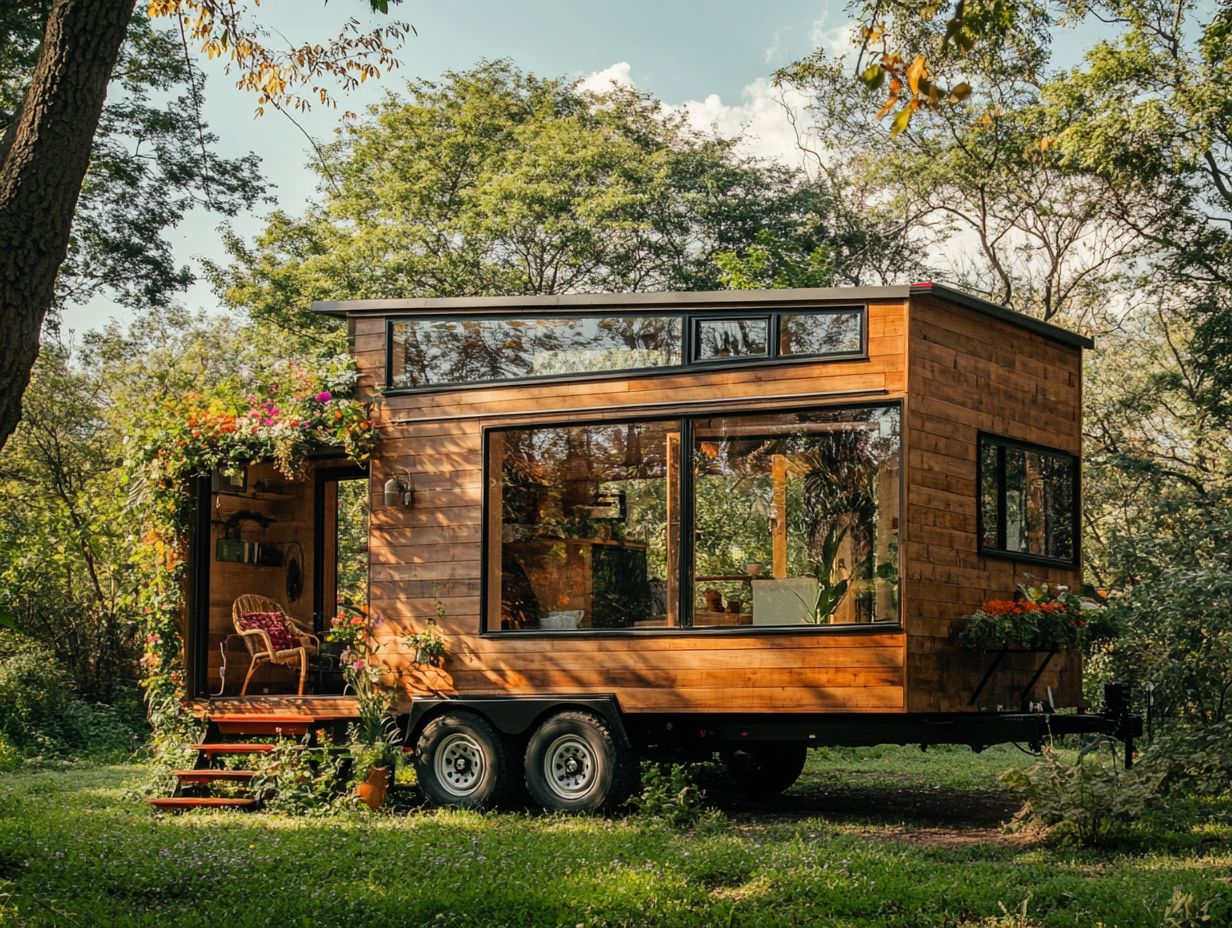 A visual representation of challenges and tips for adopting a sustainable lifestyle in a tiny house.