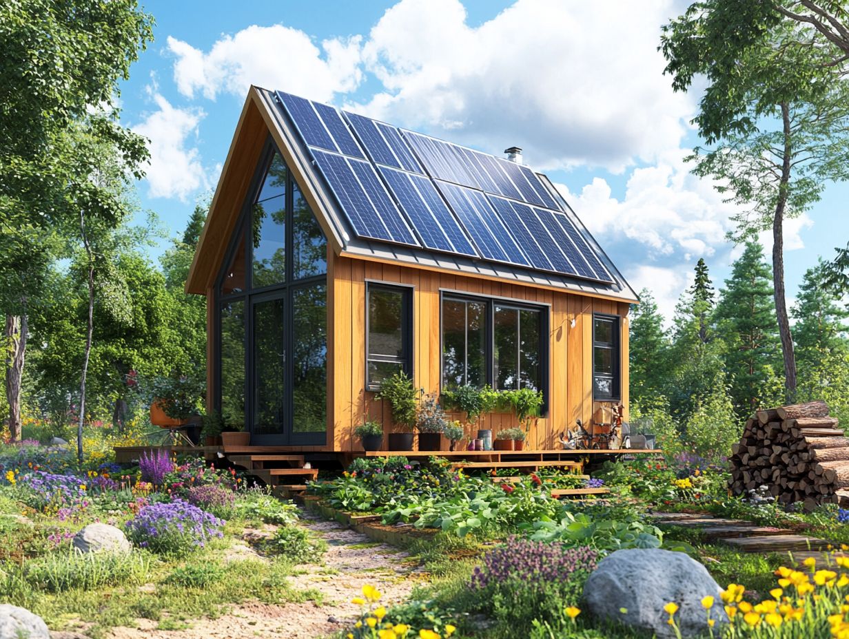 A stunning view of an off-grid tiny house sustainable lifestyle.