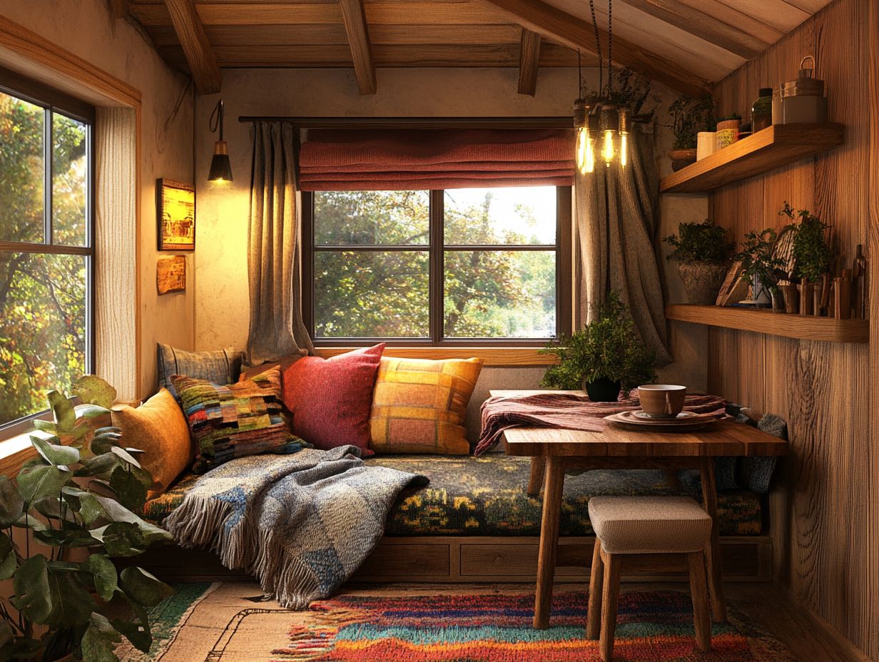 A cozy tiny home with personal decor touches