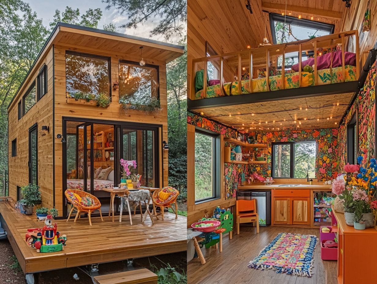 Illustration of key takeaways for designing family-friendly tiny houses.