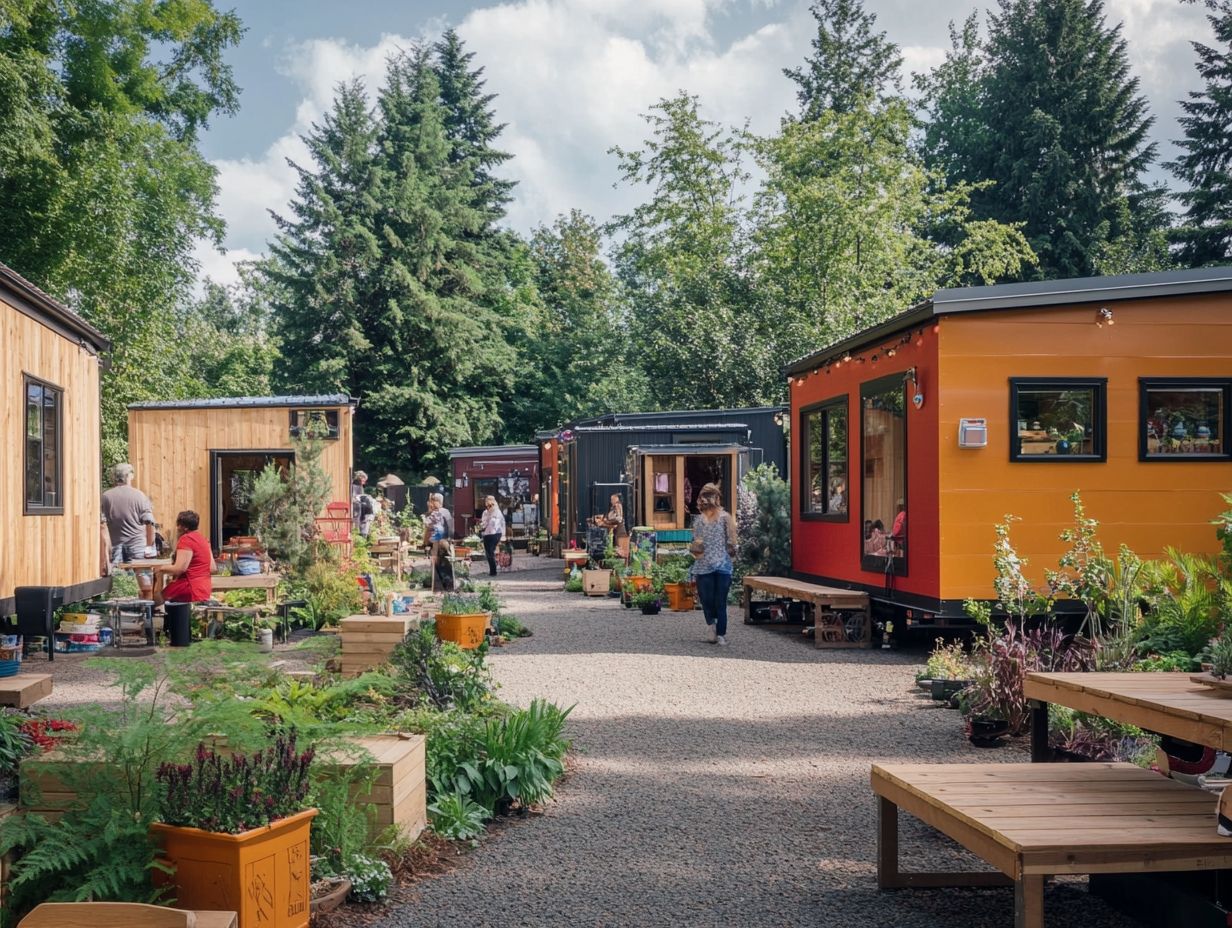 Community members collaborating on tiny house designs