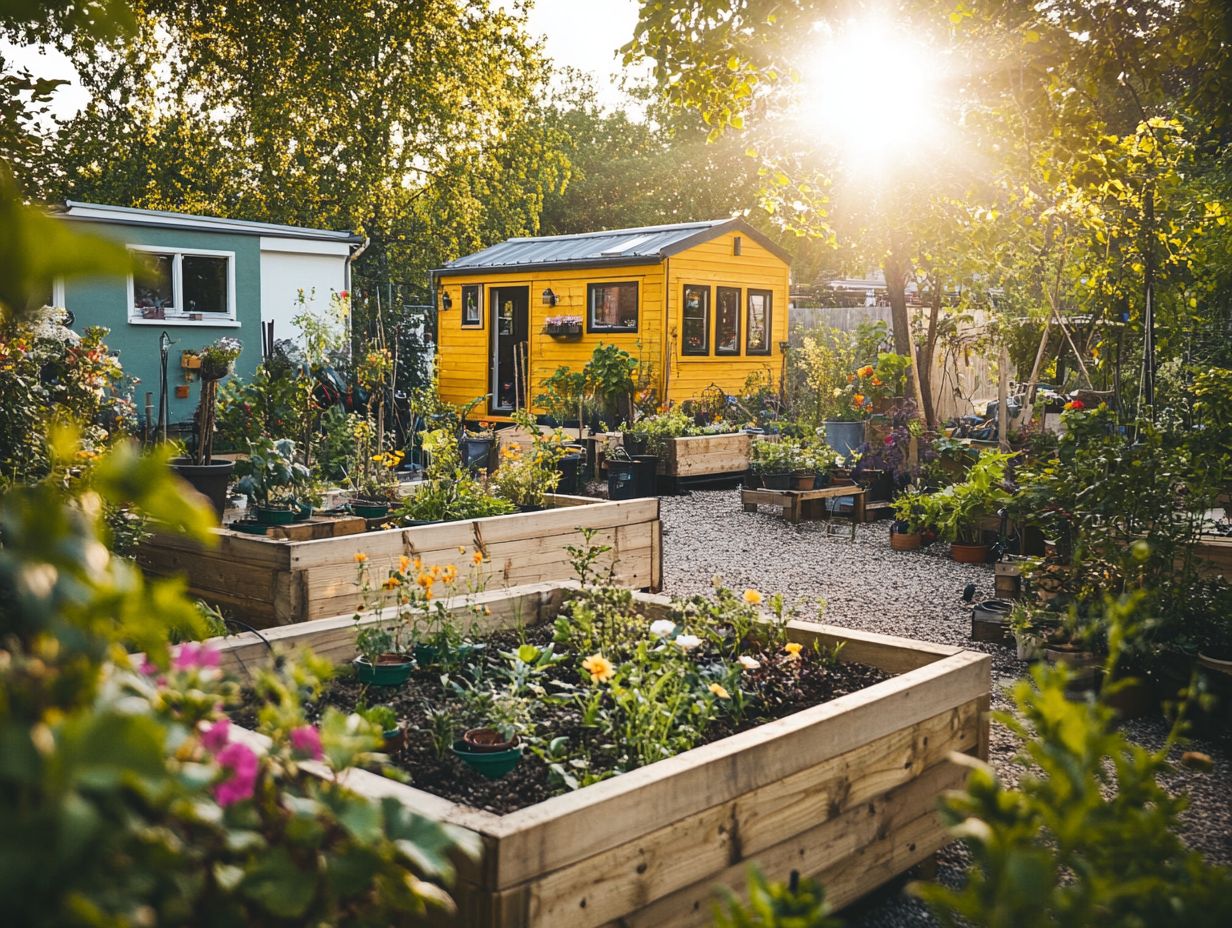 Image illustrating key takeaways for creating a tiny house garden.