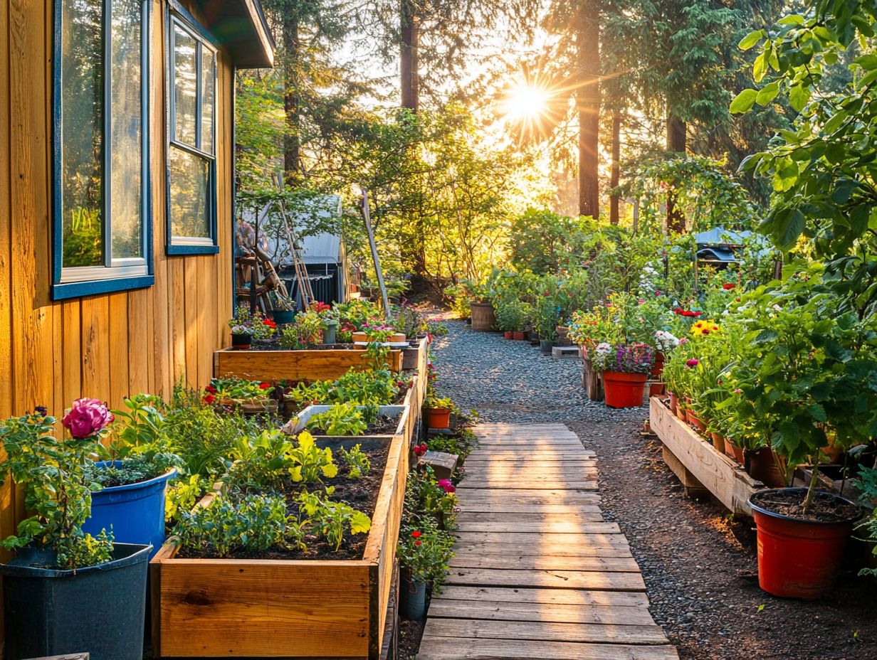 A well-maintained tiny house garden