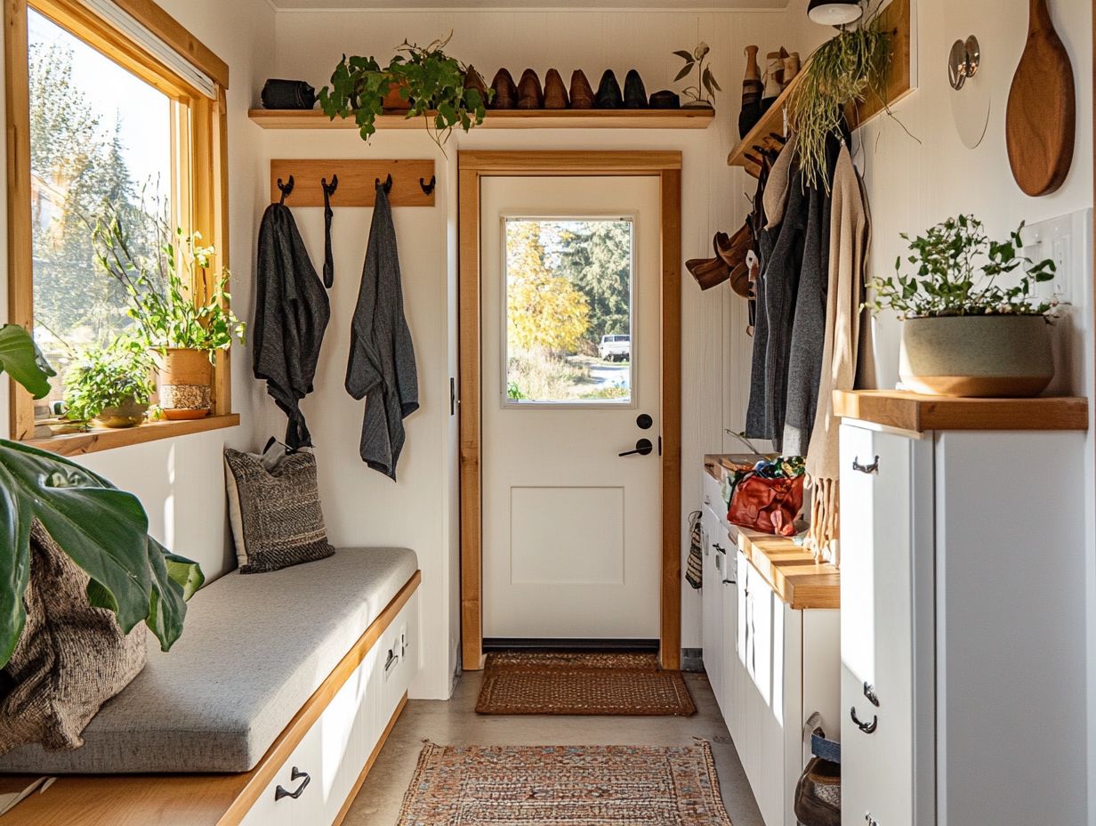 What is the purpose of creating functional entryways in tiny houses?