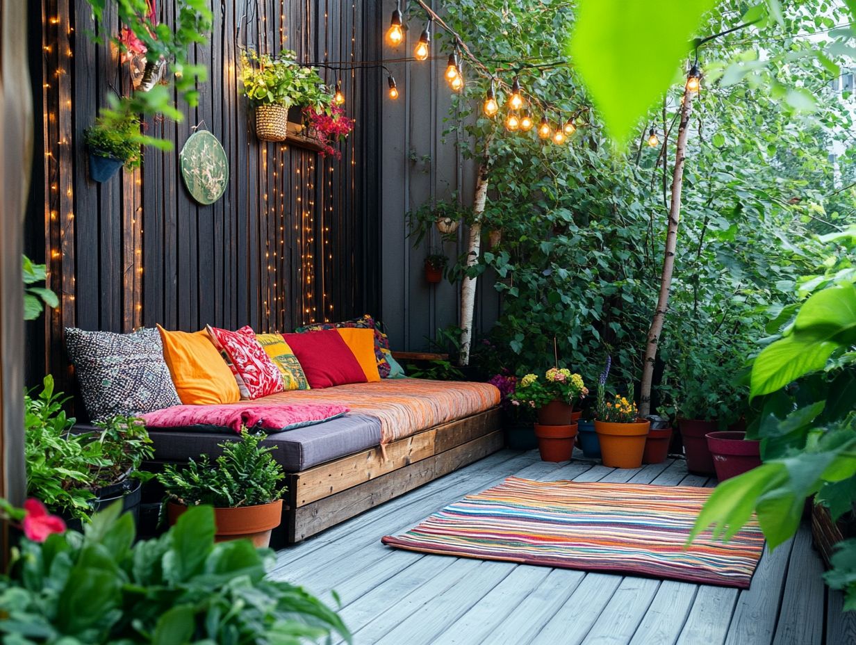 Vibrant DIY planters adding color to a backyard