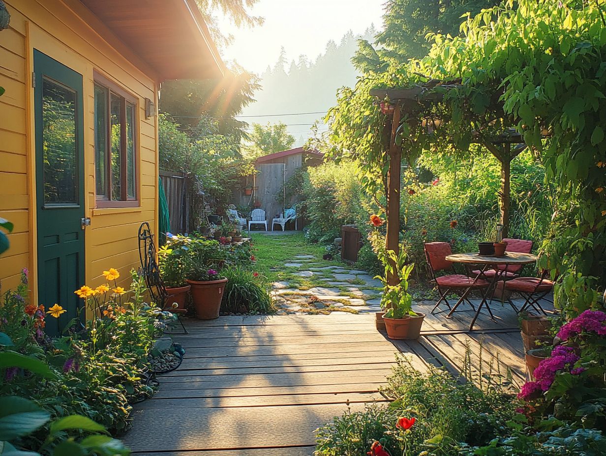 Image showcasing various DIY landscaping projects for tiny houses