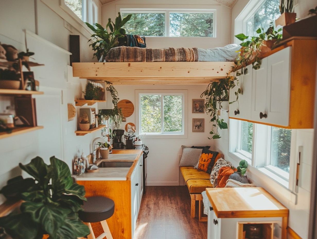 Bright and airy tiny home design featuring large windows and outdoor access