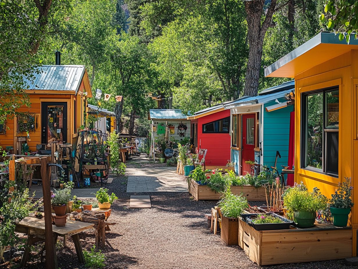 Illustration of a vibrant micro-community in tiny house living