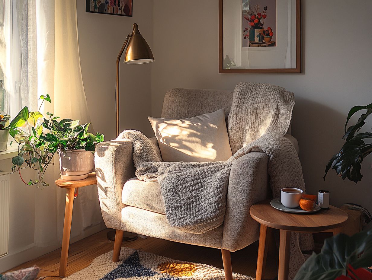 Cozy corner setup in a small bedroom featuring furniture options.