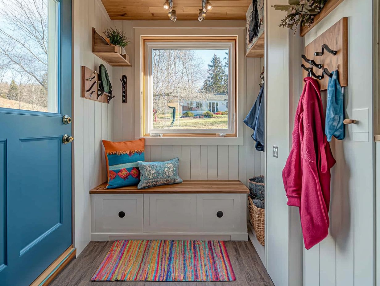 A tiny house mudroom design showcasing space-saving solutions