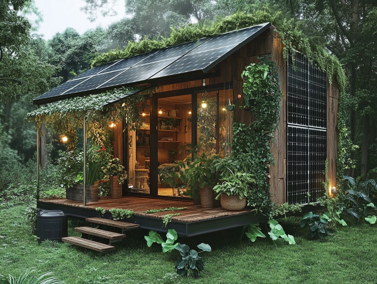 What are some key features to consider when incorporating sustainability into tiny house plans?