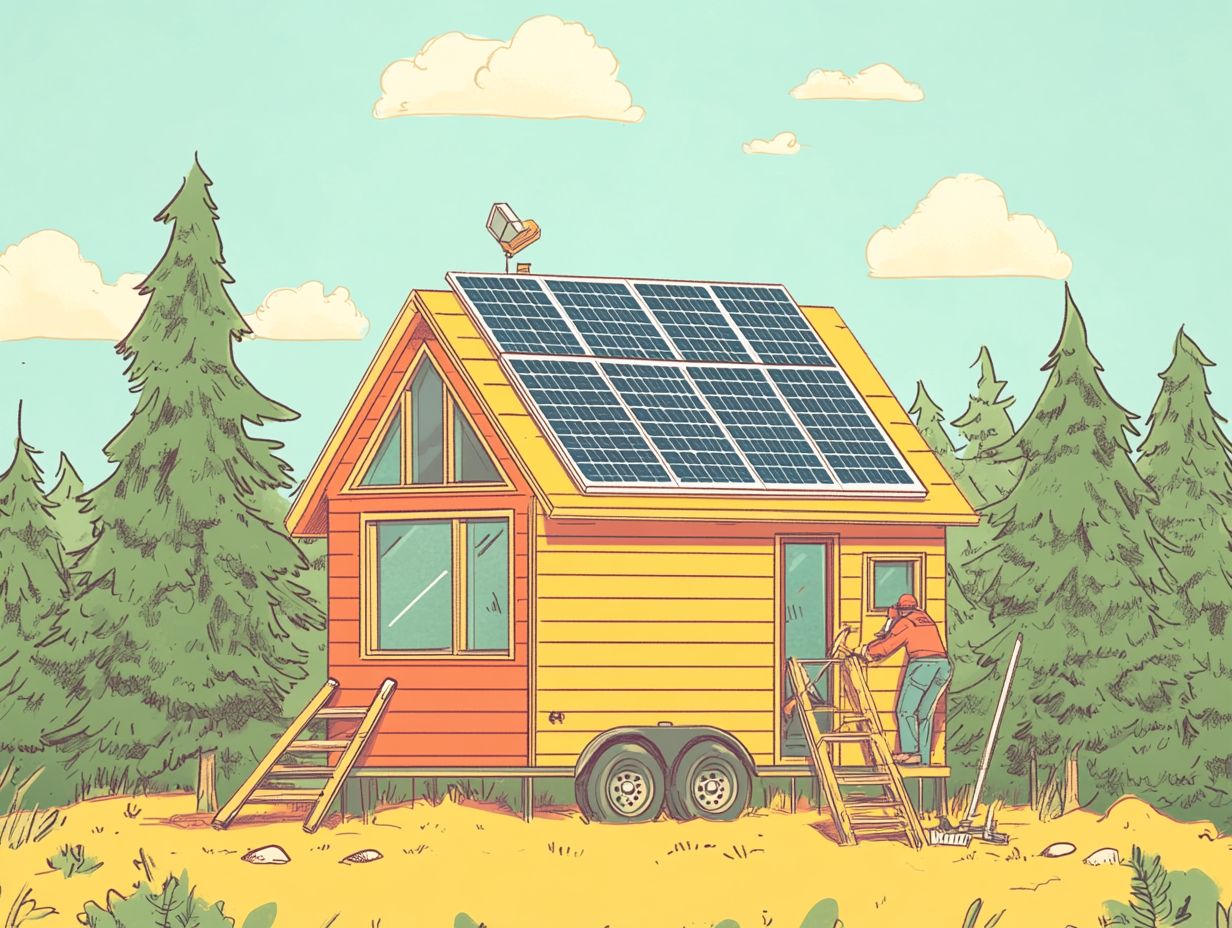 Solar panel installation on a tiny house