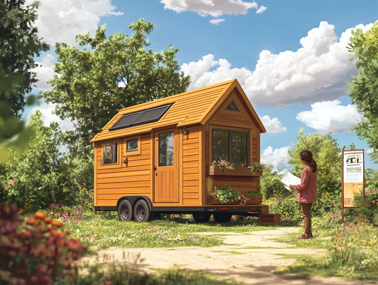 A professional installing a tiny house on wheels