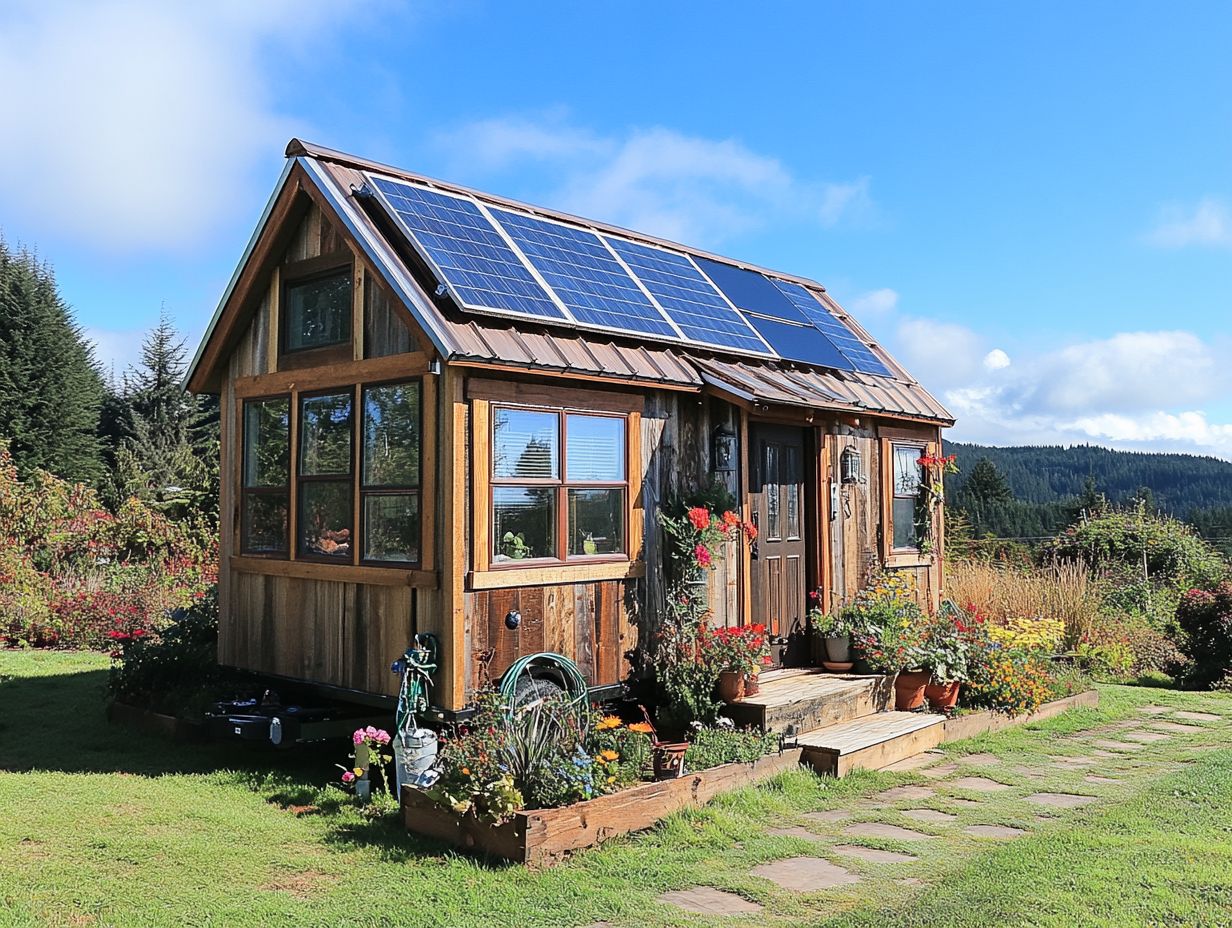 Infographic showing key factors for achieving energy efficiency in tiny houses