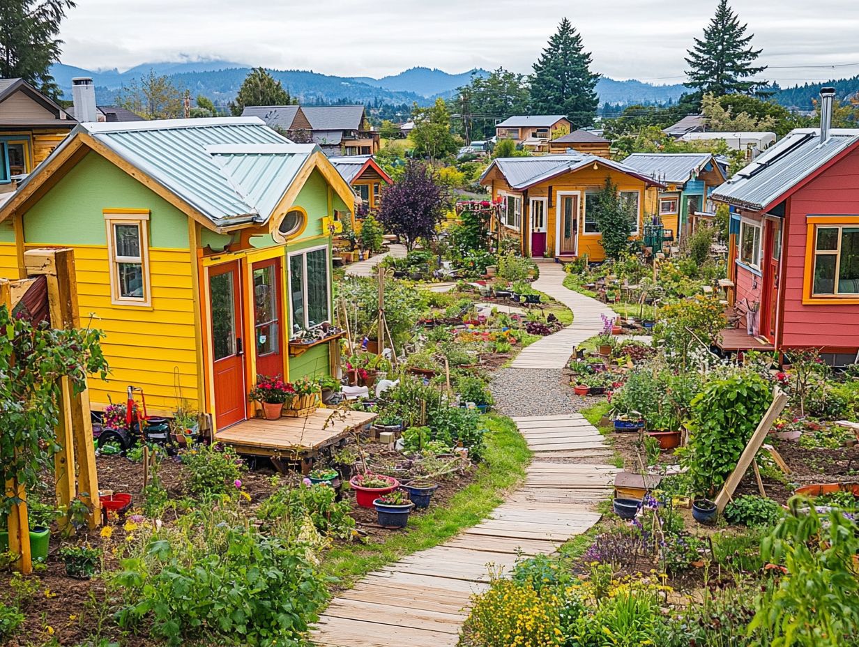 Illustration showing a tiny house community setup.