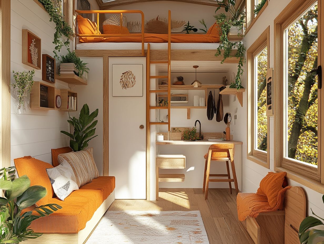 Example of room layout maximizing privacy in a tiny house