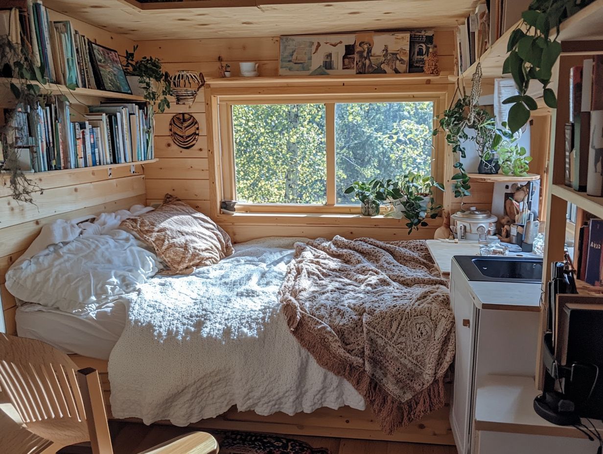 A serene tiny home demonstrating maximizing space and minimizing noise