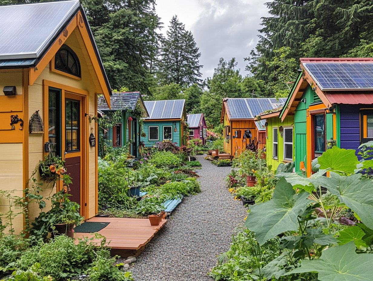 A vibrant tiny house community showcasing sustainable living practices