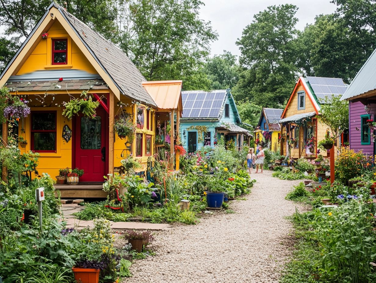 Visual representation of a tiny house community showcasing small homes and shared spaces.