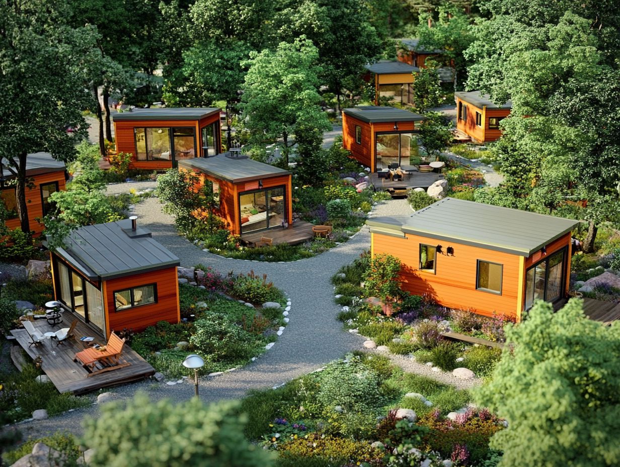 A picturesque tiny house community ideal for retirees.