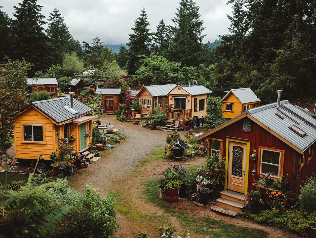 An overview of tiny house communities showing various designs and layouts