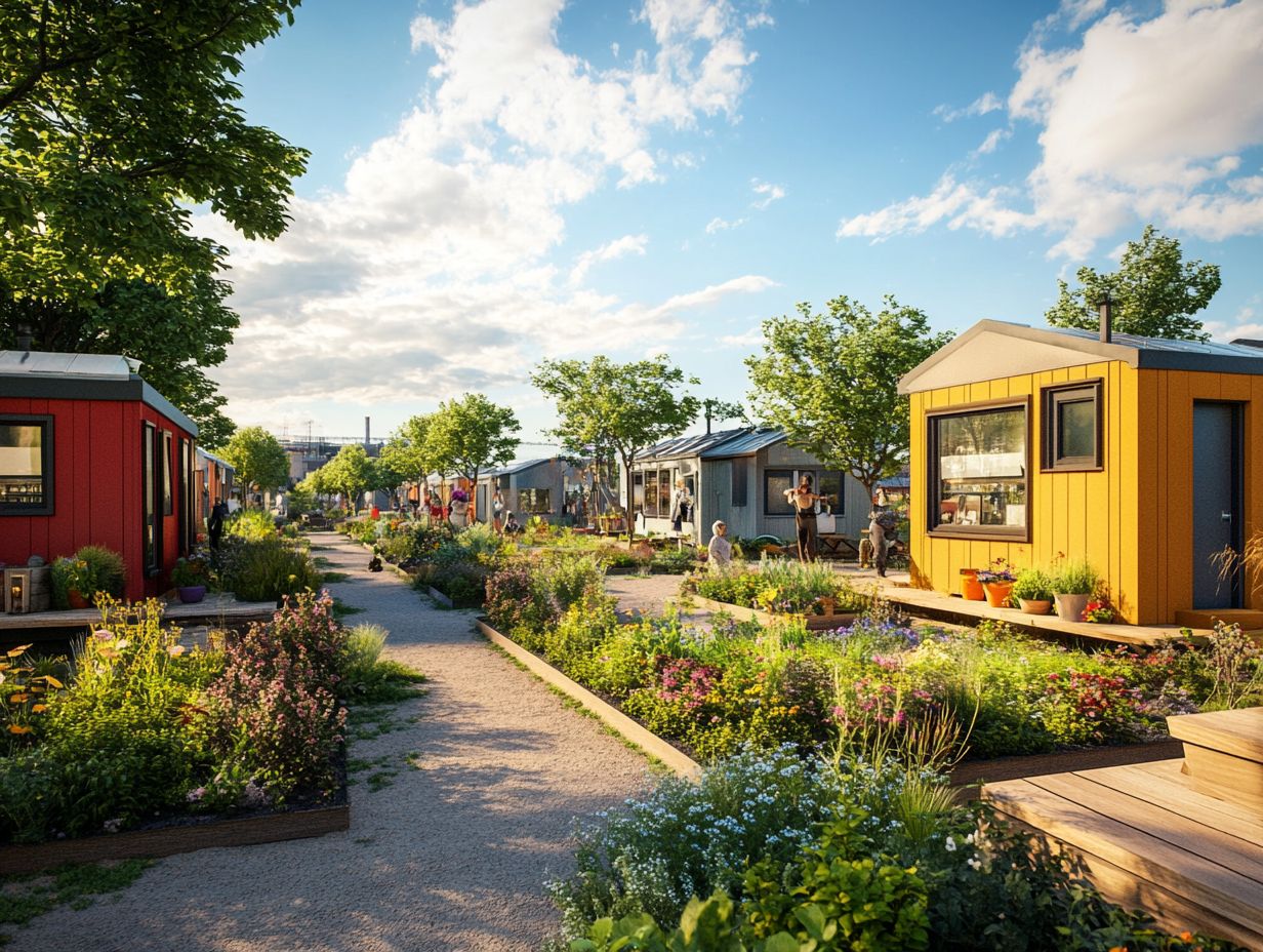 Illustration depicting community dynamics and conflict resolution in Tiny House Communities