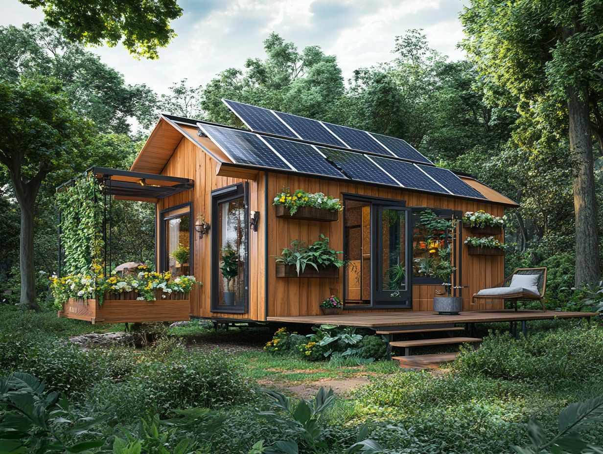 An off-grid tiny house showcasing sustainable design features