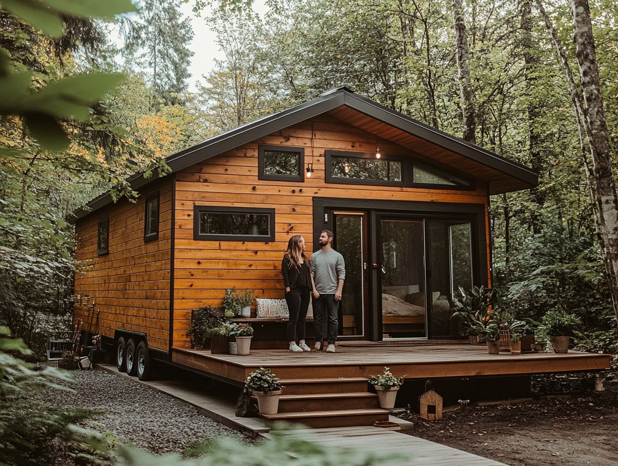 A tiny house with legal documents illustrating ownership considerations