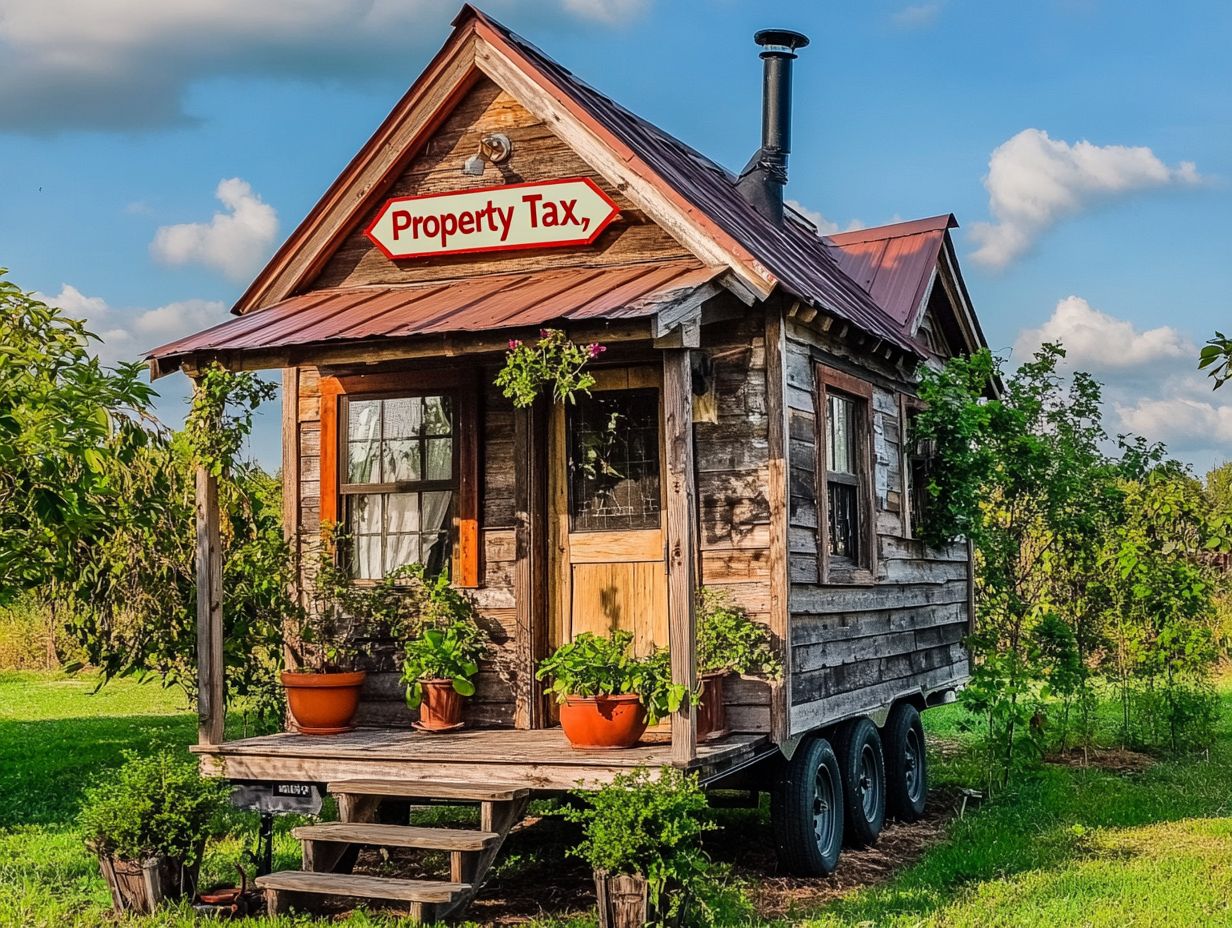 A visual representation of unique challenges and solutions for tiny house owners regarding property taxes.