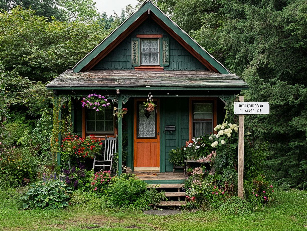 A beautiful tiny house parked in a picturesque setting.